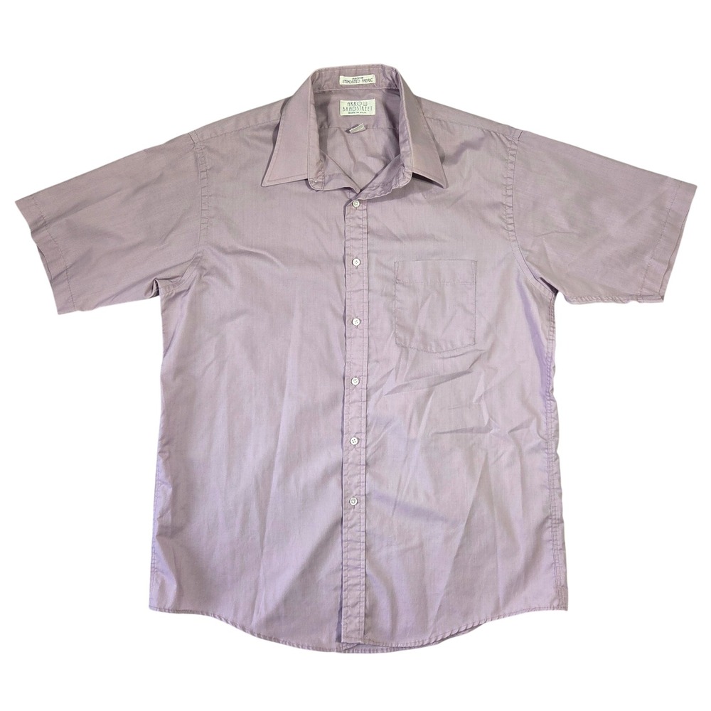 Arrow Bradstreet Mens Lavender Purple Short Sleeve Button Down Shirt 16.5 USA